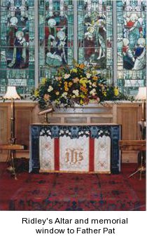 Ridley's Altar and memorial window to Father Pat